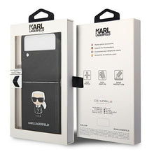 Заредете изображение във визуализатора на галерията – Karl Lagerfeld KLHCZF4IKMSBK F721 Z Flip 4 czarny/black book Saffiano Ikonik Metal
