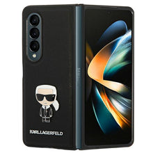 Заредете изображение във визуализатора на галерията – Karl Lagerfeld KLHCZFD4IKMSBK F936 Z Fold 4 czarny/black book Saffiano Ikonik Metal
