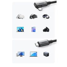 Заредете изображение във визуализатора на галерията – Ugreen angled cable USB Type C - USB Type C for charging 60W / data transmission with VR goggles support (e.g. Oculus Quest 2) 5m black (US551) - TopMag
