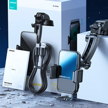 Заредете изображение във визуализатора на галерията – Joyroom automatic car holder induction charger 15W Qi for windshield cockpit board black (JR-ZS298 dash) - TopMag
