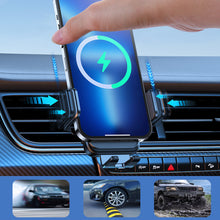 Заредете изображение във визуализатора на галерията – Joyroom Automatic Car Holder 15W Qi Induction Charger for Air Vent Grille Black (JR-ZS298 air vent) - TopMag
