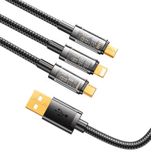 Заредете изображение във визуализатора на галерията – Joyroom 3in1 USB cable - USB Type C / Lightning / micro USB 3.5 A 1.2m black (S-1T3015A5) - TopMag
