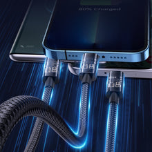 Заредете изображение във визуализатора на галерията – Joyroom 3in1 USB cable - USB Type C / Lightning / micro USB 3.5 A 1.2m blue (S-1T3015A5) - TopMag
