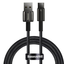 Заредете изображение във визуализатора на галерията – Baseus Tungsten Gold cable USB-A - USB-C 480Mb / s 100W 1m black (CAWJ000001)
