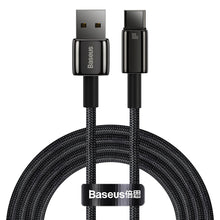 Заредете изображение във визуализатора на галерията – Baseus Tungsten Gold cable USB-A - USB-C 480Mb / s 100W 2m black (CAWJ000101)
