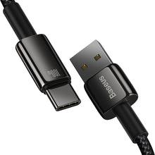 Заредете изображение във визуализатора на галерията – Baseus Tungsten Gold cable USB-A - USB-C 480Mb / s 100W 2m black (CAWJ000101)
