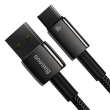 Заредете изображение във визуализатора на галерията – Baseus Tungsten Gold cable USB-A - USB-C 480Mb / s 100W 2m black (CAWJ000101)
