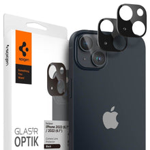 Заредете изображение във визуализатора на галерията – Spigen Optik.TR Camera Protector glass for iPhone 14/14 Plus camera, 2 black - TopMag

