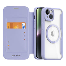 Заредете изображение във визуализатора на галерията – Dux Ducis Skin X Pro Case iPhone 14 Magnetic MagSafe Flip Case Purple
