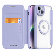 Заредете изображение във визуализатора на галерията – Dux Ducis Skin X Pro Case iPhone 14 Plus Magnetic MagSafe Flip Case Purple
