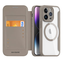 Заредете изображение във визуализатора на галерията – Dux Ducis Skin X Pro case iPhone 14 Pro MagSafe magnetic flip cover beige
