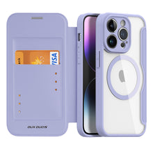 Заредете изображение във визуализатора на галерията – Dux Ducis Skin X Pro Case iPhone 14 Pro Magnetic MagSafe Flip Case Purple
