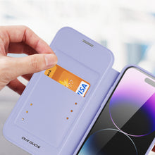 Заредете изображение във визуализатора на галерията – Dux Ducis Skin X Pro Case iPhone 14 Pro Magnetic MagSafe Flip Case Purple
