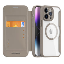Заредете изображение във визуализатора на галерията – Dux Ducis Skin X Pro case iPhone 14 Pro Max MagSafe magnetic flip cover beige
