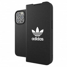 Заредете изображение във визуализатора на галерията – Adidas OR Booklet Case BASIC iPhone 13 Pro / 13 6.1 "black and white / black white 47095 - TopMag

