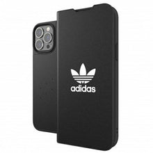Заредете изображение във визуализатора на галерията – Adidas OR Booklet Case BASIC iPhone 13 Pro Max 6,7" czarno biały/black white 47127 - TopMag
