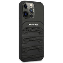 Заредете изображение във визуализатора на галерията – AMG AMHCP14LGSEBK iPhone 14 Pro 6.1 "black / black hardcase Leather Debossed Lines - TopMag
