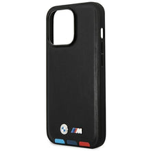 Заредете изображение във визуализатора на галерията – Case BMW BMHCP14L22PTDK iPhone 14 Pro 6.1 "black / black Leather Stamp Tricolor - TopMag
