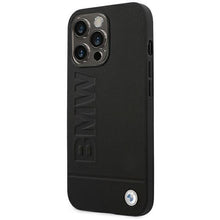 Заредете изображение във визуализатора на галерията – Case BMW BMHCP14LSLLBK iPhone 14 Pro 6.1 "black / black Leather Stamp - TopMag
