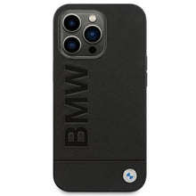 Заредете изображение във визуализатора на галерията – Case BMW BMHCP14LSLLBK iPhone 14 Pro 6.1 "black / black Leather Stamp - TopMag

