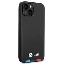 Заредете изображение във визуализатора на галерията – Case BMW BMHCP14M22PTDK iPhone 14 Plus 6.7 "black / black Leather Stamp Tricolor - TopMag
