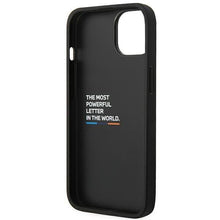 Заредете изображение във визуализатора на галерията – Case BMW BMHCP14M22PTDK iPhone 14 Plus 6.7 "black / black Leather Stamp Tricolor - TopMag
