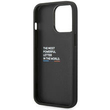 Заредете изображение във визуализатора на галерията – Case BMW BMHCP14X22PTDK iPhone 14 Pro Max 6.7 "black / black Leather Stamp Tricolor - TopMag
