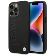 Заредете изображение във визуализатора на галерията – Case BMW BMHCP14XSLLBK iPhone 14 Pro Max 6.7 "black / black Leather Stamp - TopMag
