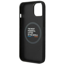 Заредете изображение във визуализатора на галерията – Case BMW BMHMP14M22PTDK iPhone 14 Plus 6.7 "black / black Leather Stamp Tricolor Magsafe - TopMag
