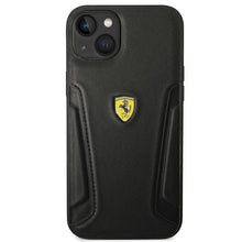 Заредете изображение във визуализатора на галерията – Ferrari FEHCP14SRBUK iPhone 14 6.1 "black / black hardcase Leather Stamp Sides - TopMag
