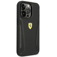 Заредете изображение във визуализатора на галерията – Ferrari FEHCP14XRBUK iPhone 14 Pro Max 6.7 "black / black hardcase Leather Stamp Sides
