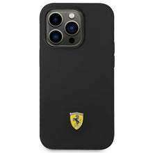 Заредете изображение във визуализатора на галерията – Ferrari FEHCP14XSIBBK iPhone 14 Pro Max 6.7 "black / black hardcase Silicone Metal Logo - TopMag
