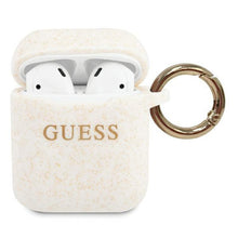 Заредете изображение във визуализатора на галерията – Guess GUACCSILGLWH AirPods cover white / white Silicone Glitter - TopMag
