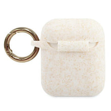 Заредете изображение във визуализатора на галерията – Guess GUACCSILGLWH AirPods cover white / white Silicone Glitter - TopMag
