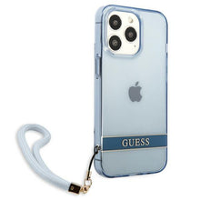 Заредете изображение във визуализатора на галерията – Guess GUHCP13LHTSGSB iPhone 13 Pro / 13 6,1 "blue / blue hardcase Translucent Stap - TopMag
