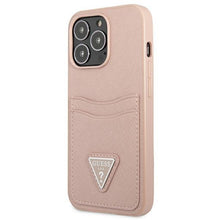 Заредете изображение във визуализатора на галерията – Guess GUHCP13LPSATPP iPhone 13 Pro / 13 6.1 "pink / pink hardcase SaffianoTriangle Logo Cardslot - TopMag
