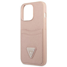 Заредете изображение във визуализатора на галерията – Guess GUHCP13LPSATPP iPhone 13 Pro / 13 6.1 "pink / pink hardcase SaffianoTriangle Logo Cardslot - TopMag
