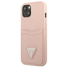 Заредете изображение във визуализатора на галерията – Guess GUHCP13MPSATPP iPhone 13 6.1 "pink / pink hardcase SaffianoTriangle Logo Cardslot - TopMag

