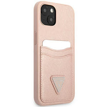 Заредете изображение във визуализатора на галерията – Guess GUHCP13MPSATPP iPhone 13 6.1 "pink / pink hardcase SaffianoTriangle Logo Cardslot - TopMag
