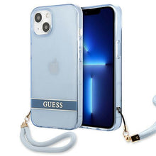 Заредете изображение във визуализатора на галерията – Guess GUHCP13SHTSGSB iPhone 13 mini 5,4 "blue / blue hardcase Translucent Stap - TopMag
