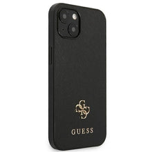Заредете изображение във визуализатора на галерията – Guess GUHCP13SPS4MK iPhone 13 mini 5,4 "black / black hardcase Saffiano 4G Small Metal Logo - TopMag
