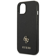 Заредете изображение във визуализатора на галерията – Guess GUHCP13SPS4MK iPhone 13 mini 5,4 "black / black hardcase Saffiano 4G Small Metal Logo - TopMag
