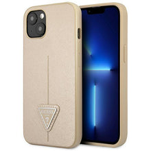 Заредете изображение във визуализатора на галерията – Guess GUHCP13SPSATLE iPhone 13 mini 5,4 "beige / beige hardcase SaffianoTriangle Logo - TopMag
