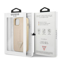 Заредете изображение във визуализатора на галерията – Guess GUHCP13SPSATLE iPhone 13 mini 5,4 "beige / beige hardcase SaffianoTriangle Logo - TopMag
