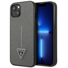 Заредете изображение във визуализатора на галерията – Guess GUHCP13SPSATLG iPhone 13 mini 5,4 "silver / silver hardcase SaffianoTriangle Logo - TopMag
