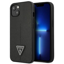 Заредете изображение във визуализатора на галерията – Guess GUHCP13SPSATLK iPhone 13 mini 5,4 "black / black hardcase SaffianoTriangle Logo - TopMag
