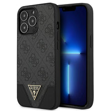 Заредете изображение във визуализатора на галерията – Guess GUHCP13XPU4GHBK iPhone 13 Pro Max 6,7" szary/grey hardcase 4G Triangle Collection - TopMag
