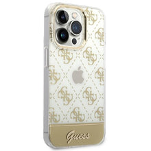Заредете изображение във визуализатора на галерията – Guess GUHCP14LHG4MHG iPhone 14 Pro 6.1 "gold / gold hardcase 4G Pattern Script - TopMag
