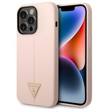 Заредете изображение във визуализатора на галерията – Guess GUHCP14LSLTGP iPhone 14 Pro 6.1" pink/pink hardcase Silicone Triangle
