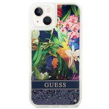 Заредете изображение във визуализатора на галерията – Guess GUHCP14MLFLSB iPhone 14 Plus 6.7 "blue / blue hardcase Flower Liquid Glitter - TopMag

